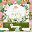 Avezano Floral Graduation Backdrop Flower Garland Graduation Party Decorations 2026 Congrats Grad Class of 2026 Photoshoot Background Prom Party Banner Supplies (10x7ft)