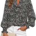 MASCOMODA Womens Boho Floral Long Sleeve Tops Spring Fashion 2026 V Neck Loose Chiffon Work Blouses Dressy Casual Shirts Medium