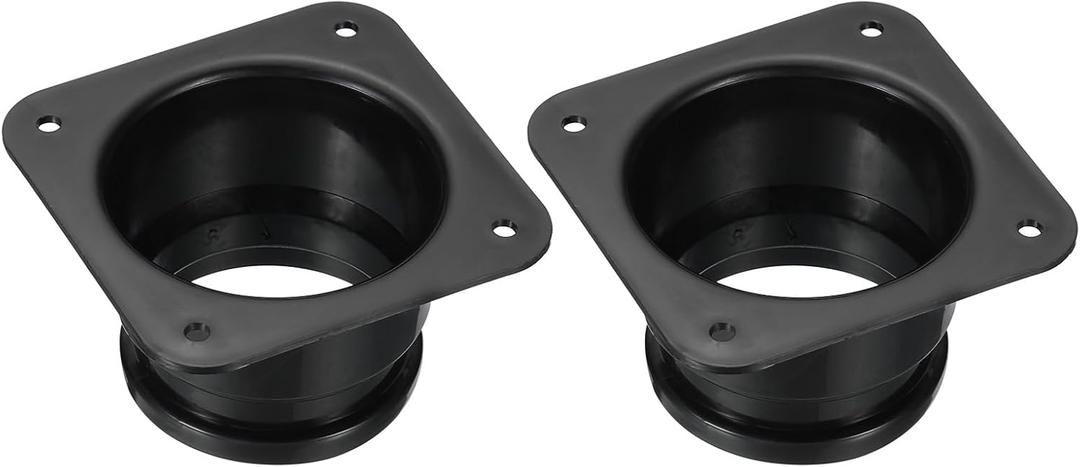 PATIKIL 4" Duct Connector Flange, 2 Pack Dryer Vent Wall Plate Square to Round Straight Ducting Plate for Air Heating Cooling Ventilation Exhaust Fan, Black