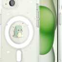 MAYCARI for iPhone 15 Pro Max Case Compatible with MagSafe, Magnetic Cute Dinosaur Design Clear Phone Cover for Girls Women Soft TPU Hard Back Shockproof Protective Case for iPhone 15 Pro Max 6.7"