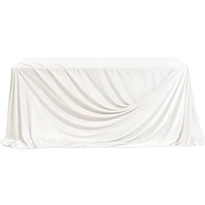 Ling's moment White Velvet-Like Tablecloth 9Ft x 11Ft Table Cloth