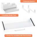 Under Desk Drawer White 21" with 4 Divider Trays, Under Shelf Pencil Drawer Pull-out, Standing Desk Metal Storage Attachment Slide Out for Workbench