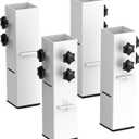 Carbon Steel Bed Risers 2.3" Diameter Dorm Bed Riser Adjustable Height (3.2" or 5.1") College Dorm Bed Lifts Risers Supports 10,000 lbs for Dorm Beds, Tables & Furniture(White)