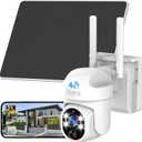 4G LTE Cellular Security Camera Includes SIM Card, Solar Powered 4G Security Camera No WiFi Needed, 2K HD 360 Live View, Color Night Vision, PIR Motion&Siren Alert, 2-Way Audio, Playback View