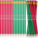 Tenceur 72 Pcs Green and Pink Witch Party Favors Bulk Birthday Decorations Pencils Gifts Funny Pink and Green Christmas Themed Party Supplies for Kids Student Gift School Supplies