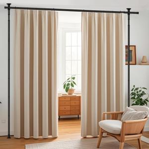 Room Divider Curtain RodNo Drilling Curtain Rod Wall Divider for Room Separation, 4-10ft (H) 28-70inch(W) Adjustable Floor to Ceiling Portable Hanging Room Divders Partitions Space Separator Black