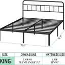King Bed Frame with Classic Headboard, Strong Metal Slats Support, Under Bed Storage Space,No Box Spring Needed, Easy to Assemble, Black