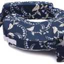 My Brest Friend Original Nursing Pillow Enhanced Ergonomics Essential Breastfeeding Pillow Support For Mom & Baby W/ Convenient Side Pocket, Double Straps & Slipcover, Navy Bluebells