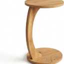 Ultimate Premium Products C-Shaped Round End Table with Rolling Wheels: A Movable, Space-Saving Side Table Perfect for Sofas, Living Rooms, Bedside Areas, and Optimizing Small Living Spaces | Brown