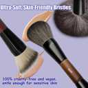 2 x Double Ended Foundation Brush & Blending Brush for Makeup, Soft, Dense Bristles for Sensitive Skin, Duo Blush Brush for Liquid, Powder, Cream, Blending,