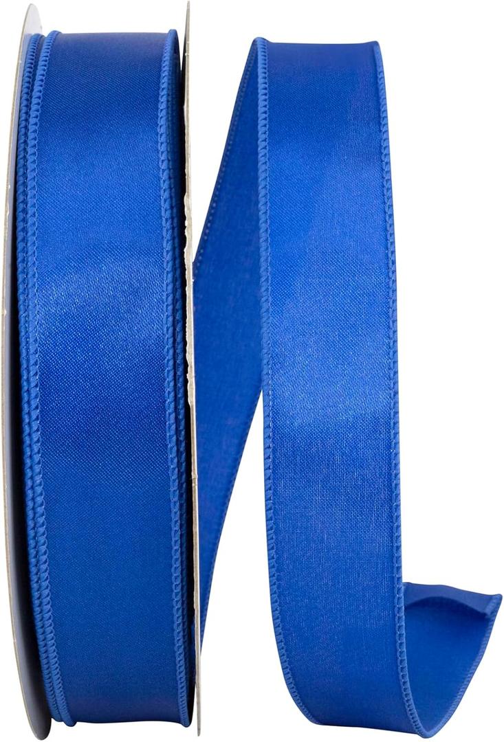 Reliant Ribbon 92575W-050-09K Satin Value Wired Edge Ribbon, 1-1/2 Inch X 50 Yards, Royal