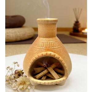 Mini Ceramic Palo Santo Holder for Incense Sticks, White Sage and Meditation Decor, Decorative Palo Santo Burner (Natural)
