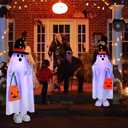 Halloween Decorations Light Up Ghost - 40 Inch Trick or Treat Jack O Lantern Candy Pocket Porch Outdoor Decoration, Halloween Decor for Yard Lawn Home Outdoor Decors