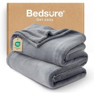 Bedsure Fleece Blanket Twin Blanket Grey - 300GSM Soft Lightweight Plush Cozy Twin XL Blankets for Bed, Sofa, Couch, Travel, Camping, 6.8 Inch X 6.8 inch