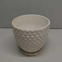 G EPGardening 7 Inch Ceramic Plant Pot with Drainage Hole and Saucer Round Planter Decorative Flower Plant Pot for Indoor Plants Outdoor White