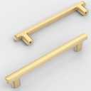Amerdeco 10 Pack Brushed Gold Cabinet Pulls 5 Inch(128mm) Hole Center Drawer Pulls Cabinet Hardware Kitchen Cabinet Handles for Bathroom Dresser Pulls ZH0065