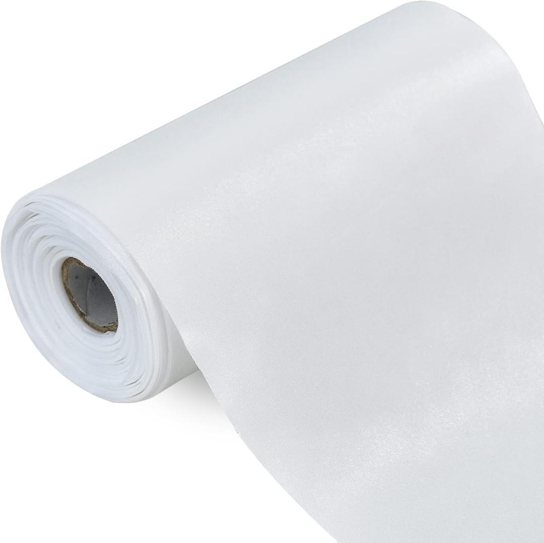 TONIFUL 6 inch x 22yd Wide White Satin Ribbon Solid Fabric Large Ribbon for Grand Opening Cutting Ceremony Wedding Birthday Party Decoration Gift Craft Chair Sash Table Car Bows Indoor or Outdoor