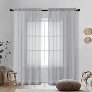 OVZME Light Grey Sheer Curtains 72 Inches Long 2 Panels - Soft Light Filtering Window Sheer Panels for Living Room/Bedroom, Top Dual Rod Pocket, 1 Pair, Each 42Wx72L Inches (42"W x 72"L (Pack of 2))