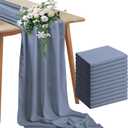 Horbaunal 12 Pack Dusty Blue Chiffon Table Runners 10FT Sheer Chiffon Runner 29x120 Inches Romantic Boho Rustic Table Runner for Wedding Party Bridal Baby Shower Table Decorations
