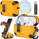 Inesore Compatible with AirPods Pro 2nd/1st Generation Case Cover with Phone Stand & Cleaning Kit, Compatible with Magsafe, Magnetic Automatic Lock for iPod Pro Charging Case(USB-C/Lightning Cable)