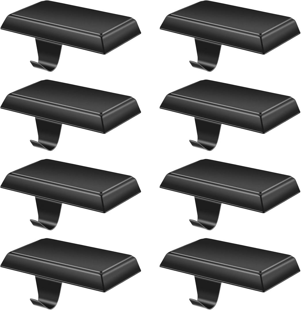 EBANKU Christmas Stocking Holder, 8 Packs Mantel Stocking Hangers Fireplace Stocking Holders Bases for Christmas Decorations (Black)