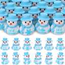 30 Pcs Mini Snowman Figurines, Miniature Christmas Figurines, Tiny Resin Snowman Decoration with Hat, Winter Ornaments for Crafts DIY Xmas Party Favor Stocking Stuffers (3 Styles)