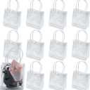 Reusable Clear PVC Tote Bag, 12 Pack Gift Bags with Handle, Transparent Gift Wrap Bags for Merchandise, Small Business, Retail Party, Versatile Display Dimensions