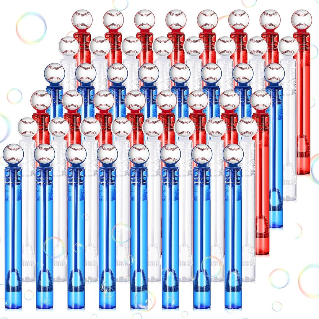 Hollowfly 48 Pcs Mini Baseball Bubble Wands Party Favors Birthday Bubble Wand Bulk Baseball Themed Decorations for Outdoor Summer Classroom Party Supplies Kids Goodie Bags Filler