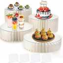 4Pcs Buffet Risers Food Risers for Buffet Table Foldable Cake Display Stands with Mini Table Sign Tall Cardboard Cupcakes Stand for Show Catering Desserts Jewelry Wedding Birthday Party Decoration