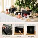 Leinuosen 7 Pcs Extra Large Buffet Risers Set 8" to 14" Square Acrylic Display Box Catering Dessert Table Riser Food Display Decorative Stand with Hollow Bottom for Catering Supplies(Black)