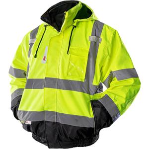 PACIFIC PPE Waterproof Reflective Jackets, Class 3 High Visibility Safety Jackets for Men, Polar Fleece Shell Work Construction Bomber Coats for Cold Weather, Black Bottom, XX-Large (Yellow)