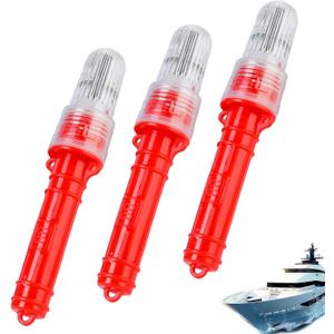 Boat Flares, Marine Flares, Waterproof Boat Safety Kit, 2025 Upgraded Emergency Signals, LED Lights Marine Emergency Kit for Fishing Nets, Buoys, Boating, Life Rafts (3PCS, Red)