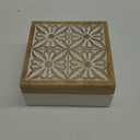 Small Decorative Box with Lid Wooden Keepsake Storage Box Carved Flower Handmade Jewelry Box Rustic Trinket Box Table Organizer - 7.1 x 7.1 x 3.2 Inches