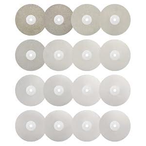 WorkBless 16PCS Diamond Flat Lap Wheel Disc Set, 6" x 1/2" Arbor Hole Abrasive Grit 50 60 80 100 120 240 260 320 400 600 1000 1200 1500 2000 2500 3000 for Cutting or Sanding Stone and Glass