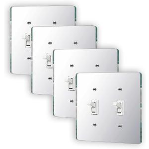 4PC Mirror Light Switch Plates Duplex Toggle 4.72" X 4.72" Switch Light Cover Durable Wall Plates Outlet Covers Acrylic Mirrored Decorative (1-Gang Duplex Toggle)