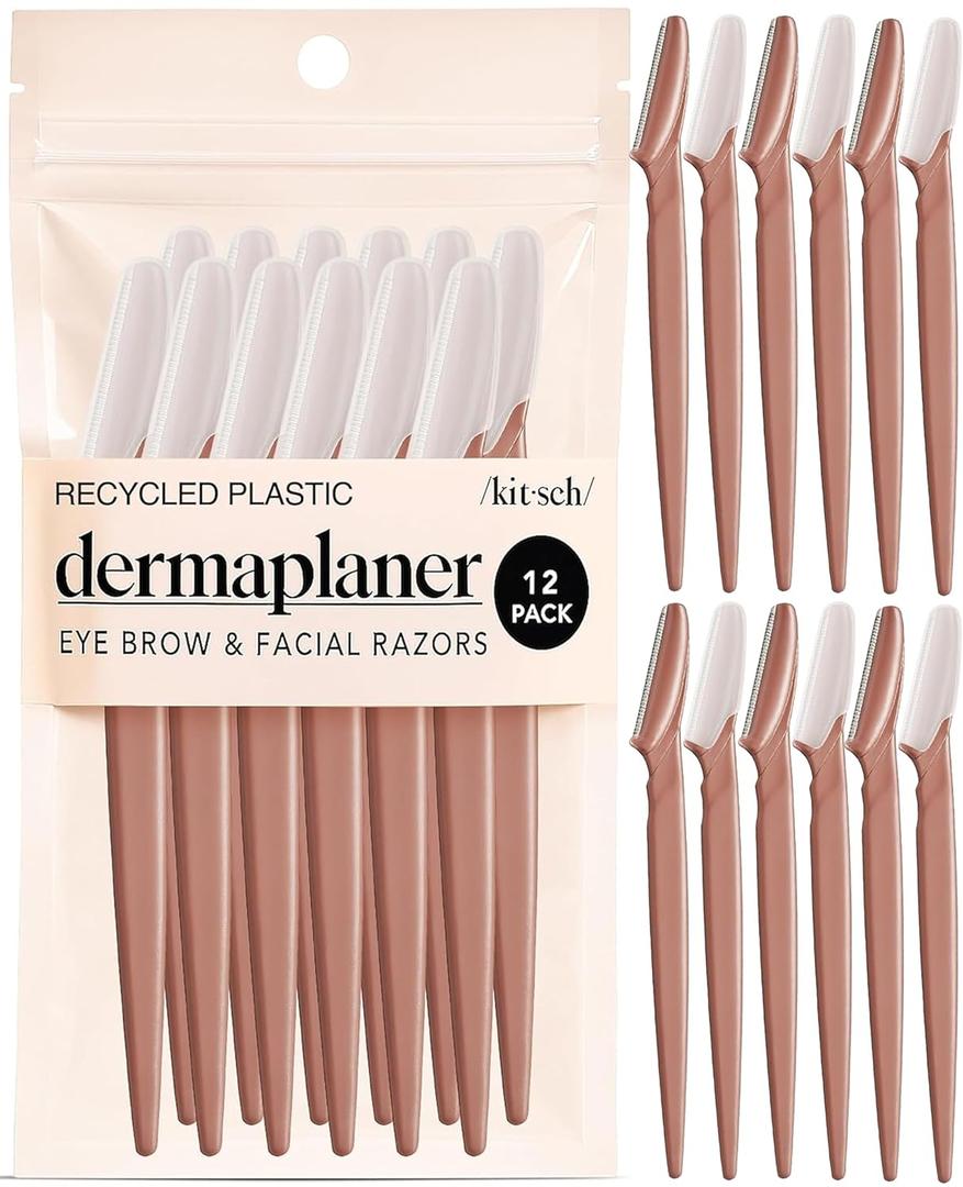 Kitsch Dermaplane Razor for Women Face  Face Razors for Women & Men, Eye Brow Razors & Face Shaver  Exfoliating Facial Razor & Dermaplaner as Skin Care Tool for Smoother Skin - Terracotta, 12 pcs