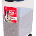 IRIS USA Airtight Dog Food Storage Container, Up to 40 lbs, Attachable Wheels, For Dog Cat Bird and Other Pet Food Storage Bin, Keep Fresh, Translucent Body, Easy Mobility, Navy