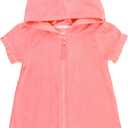 RuffleButts Girls Terry Knit Full-Zip Swim Cover-Up - Fashion Swimwear Cover-Up Dress (Bubblegum Pink, 5T)
