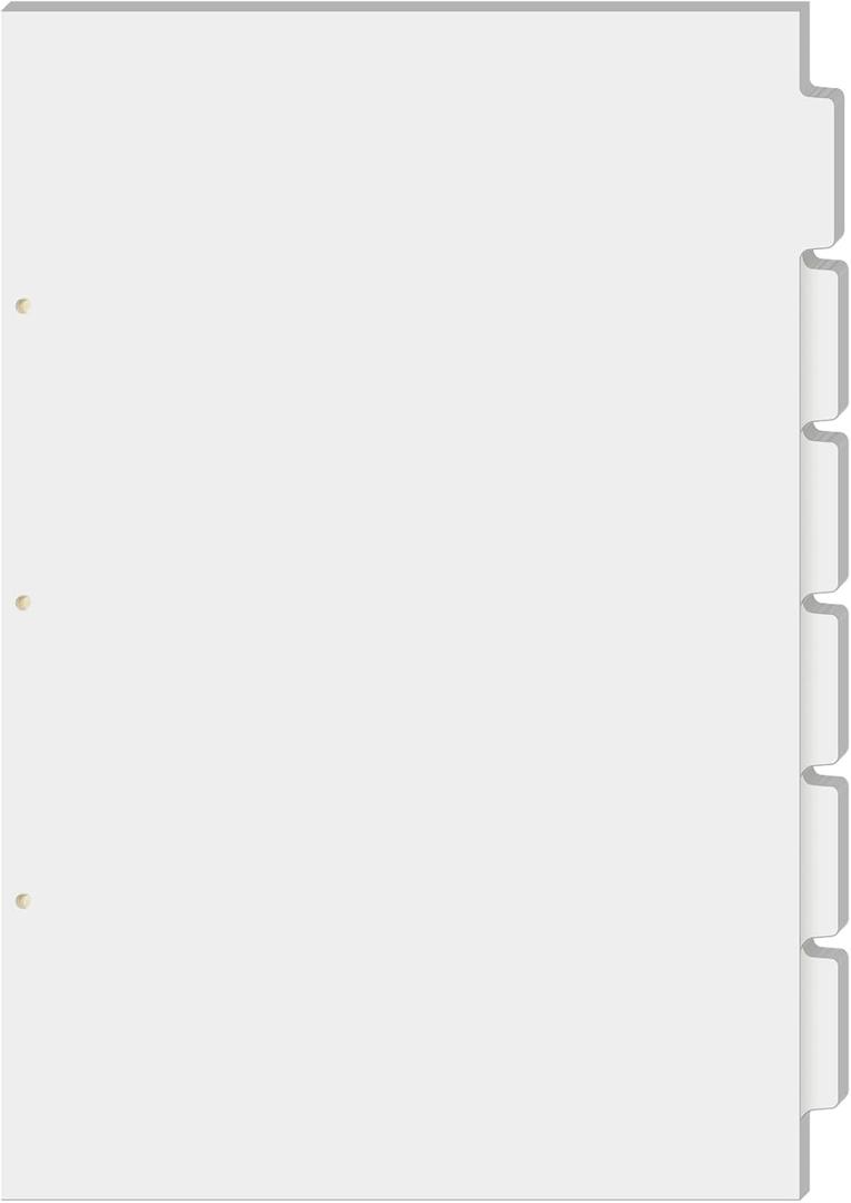 Chuangdi 24 Pcs 17 x 11 Inches White Binder Dividers 6 Tabs 3 Hole Punch Printable Dividers Extra Long Legal Size Ring Binder Writable Erasable Heavyweight Paper Binder for Office Home