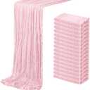 16 Pack Light Pink Cheesecloth Table Runner 20 x 120 inch Gauze Table Runners 10 FT Long,Semi Sheer Boho Cheese Cloth Fabric Table Runner Bulk for Wedding,Party,Baby Shower,Bridal Shower Decoration