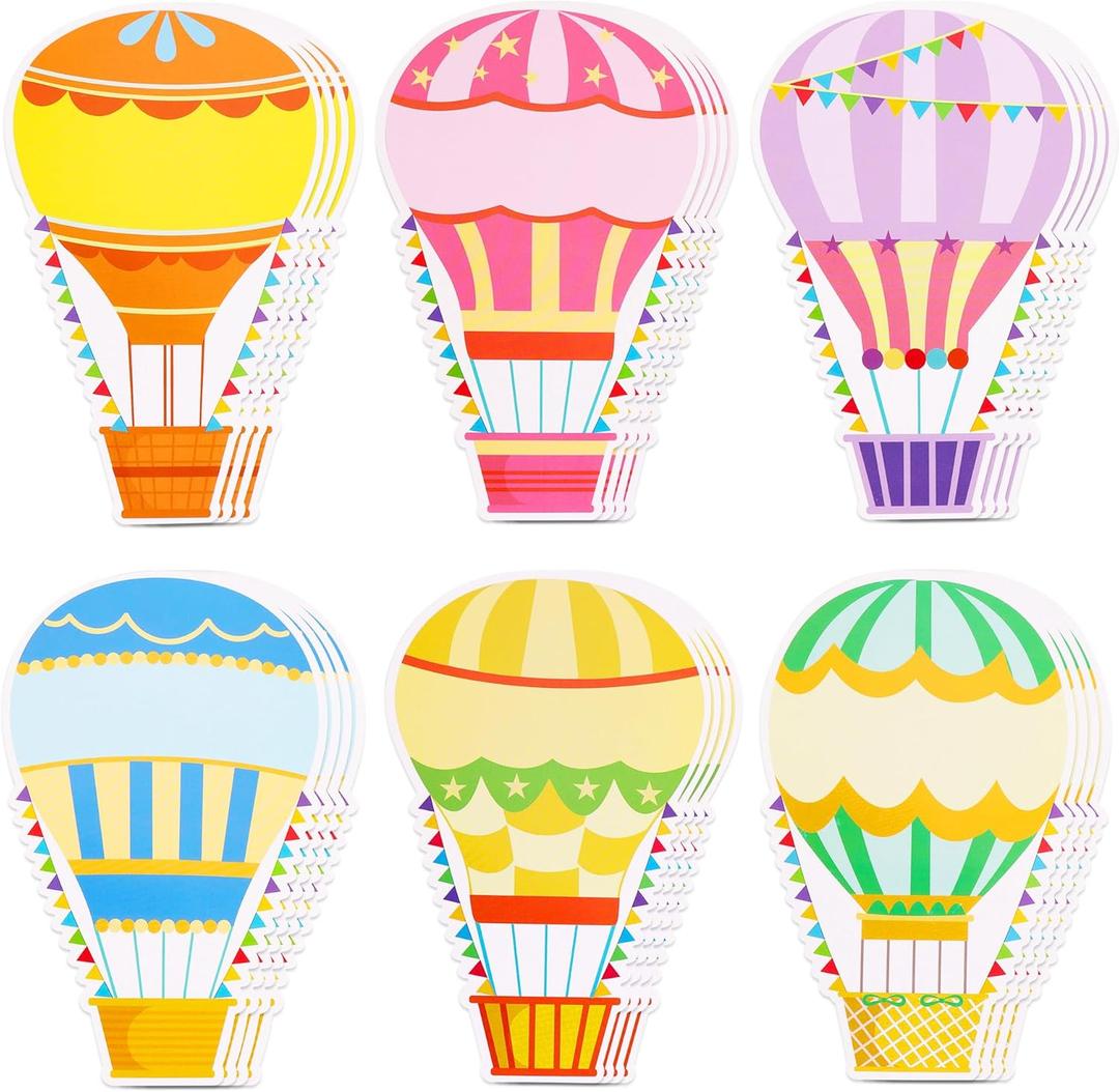 Vuzvuv 60 Pcs Colorful Hot Air Balloons Paper Cutouts 7.2 x 4.8 Inch Name Tags Labels for Spring Bulletin Board Class Decoration for Teacher Student Back to School Party Supplies for Craft Wall Decor