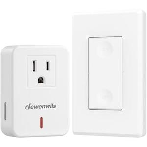 DEWENWILS Remote Control Outlet Wireless Wall Mounted Light Switch, Electrical Plug in On Off Power Switch for Lamp, No Wiring,100 Feet RF Range, ETL Listed,Programmable