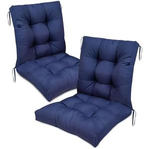Eoieov High Back Outdoor Chair Cushions Set of 2 Waterproof Replacement Seat Pad for Patio Furniture Garden Thicken Outdoor Patio Chair Cushion Navy Blue,41.7"*20.8"*3.9"