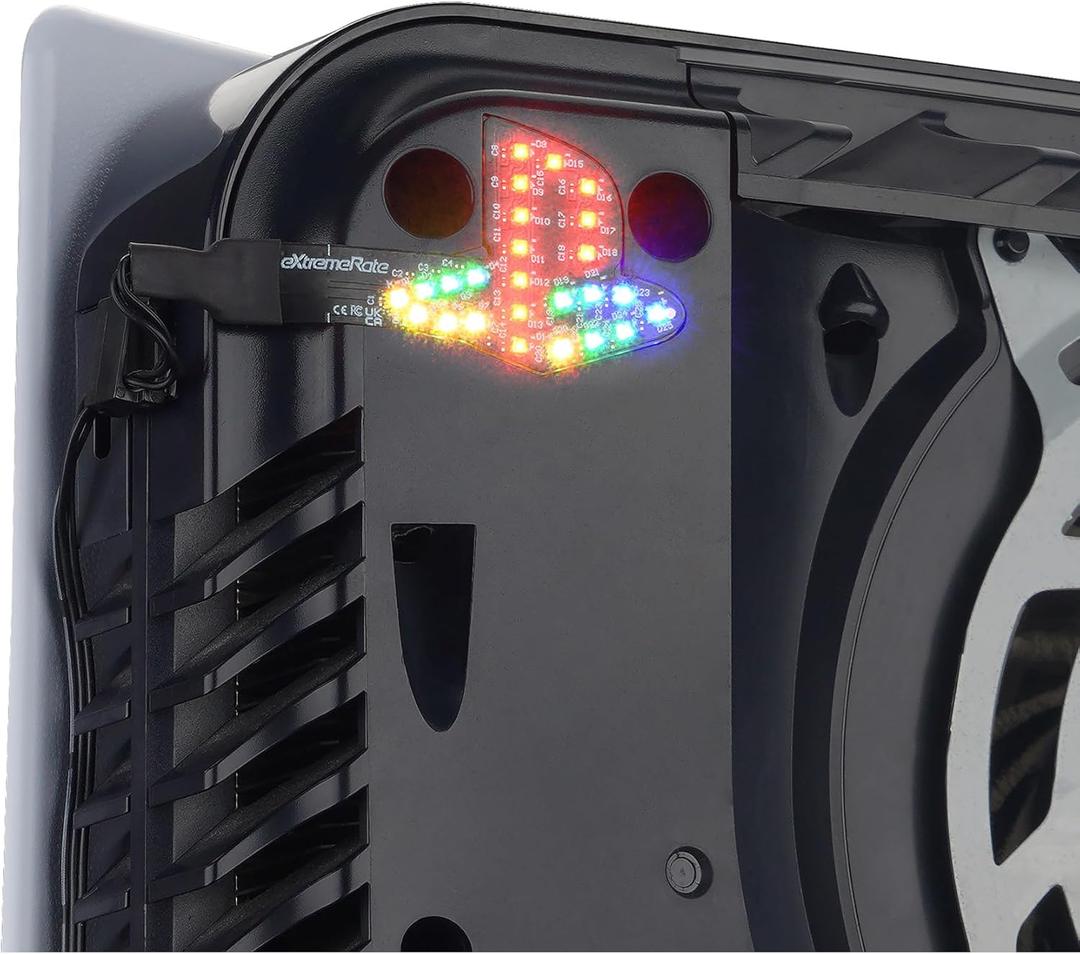 eXtremeRate 7 Colors 40 Effects RGB Rainbow Logo LED Kit for PS5 Console (2020 CFI-1 Series), Illuminated Lighting Decoration Logo LED Board for PS5 Disc & Digital Edition Console