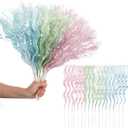 Thiccywoov 36 Pack Pastel Christmas Tree Picks 17 Inch Artificial Glitter Berry Stem Ornaments Macaron Color Curly Spray Pick Twig for Xmas Tree Topper Vase Filler Wreath Floral Arrangement Decor Gift