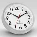 DAXSMY Atomic Wall Clock Analog 14 Inch Battery Operated Modern Decorative for Living Room Kitchen Office Bedroom Bathroom(Silver)