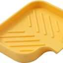 Silicone Bathroom Soap Dishes with Drain Spout-Bathroom and Kitchen Sink Organizer,Sponge Holder,Dish Soap Tray,Perfect for Dispenser,Scrubber,Bottle,Cup on Sink or Counter-Yellow 4.9"3.2"