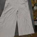 Women's Spring Summer Roll Up Long Sleeve Linen Shirts and Wide Straight Leg Pants Loose Fit Work Business Outfits, XS