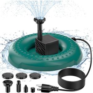 POPOSOAP 70W Bird Bath Heated with Fountain Pump, Green Heater Bird Bath for Outdoors in Winter, 10Ft Cord, Thermostatically Controlled BirdBath De-Icer for Patio, Yard & Various BirdBaths