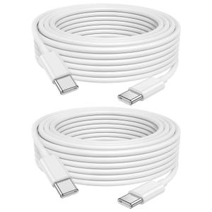 USB C to USB C Cable, 2Pack 60W[10FT+6FT], Type C to C Cable Fast Charging Cord for iPhone 16/15/Pro/Pro Max/Plus, MacBook Air 13 inch/iPad Pro/Air, Samsung Galaxy S23 S22, MacBook Air and More (6ft+10ft, White)
